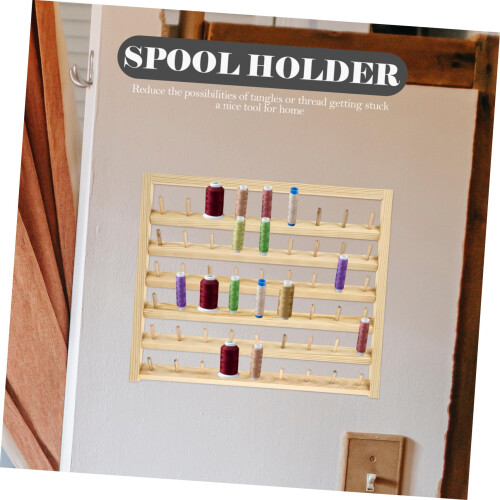 Wooden Thread Rack 54 Spool Wall Mounted Organizer for Sewing and Embroidery Easy Access Storage 2
