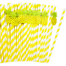 50 Pcs Pineapple Striped Paper Straws Eco Friendly Disposable Drinking Straws for Wedding Birthday Party Decor