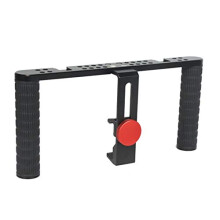 Smartphone Video Rig Aluminum Alloy Phone Camera Stabilizer with Dual Hot Shoe Ports and Ergonomic Grip