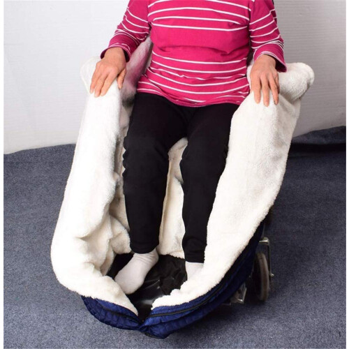 Fleece Lined Wheelchair Blanket with Weatherproof Outer Layer, Secure Straps and Zipper Access 1