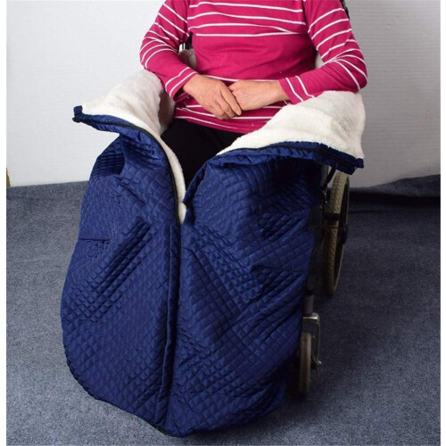 Fleece Lined Wheelchair Blanket with Weatherproof Outer Layer, Secure Straps and Zipper Access 2