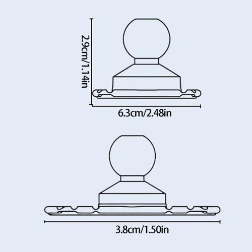 2Pcs Heavy Duty Sticky Ball Mount for 360 Degree Adjustable 2