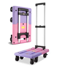 Folding Hand Trolley with Adjustable Handle, Lightweight Durable Luggage Cart for Travel Home Office (Purple 1 Pc Small)