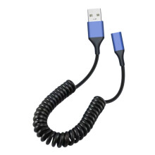 Dehnbares USB-A-auf-Typ-C-Buchsen-Verlängerungskabel, ideal-Blau