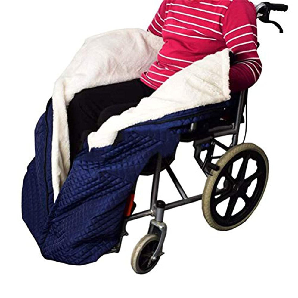 Fleece Lined Wheelchair Blanket with Weatherproof Outer Layer, Secure Straps and Zipper Access
