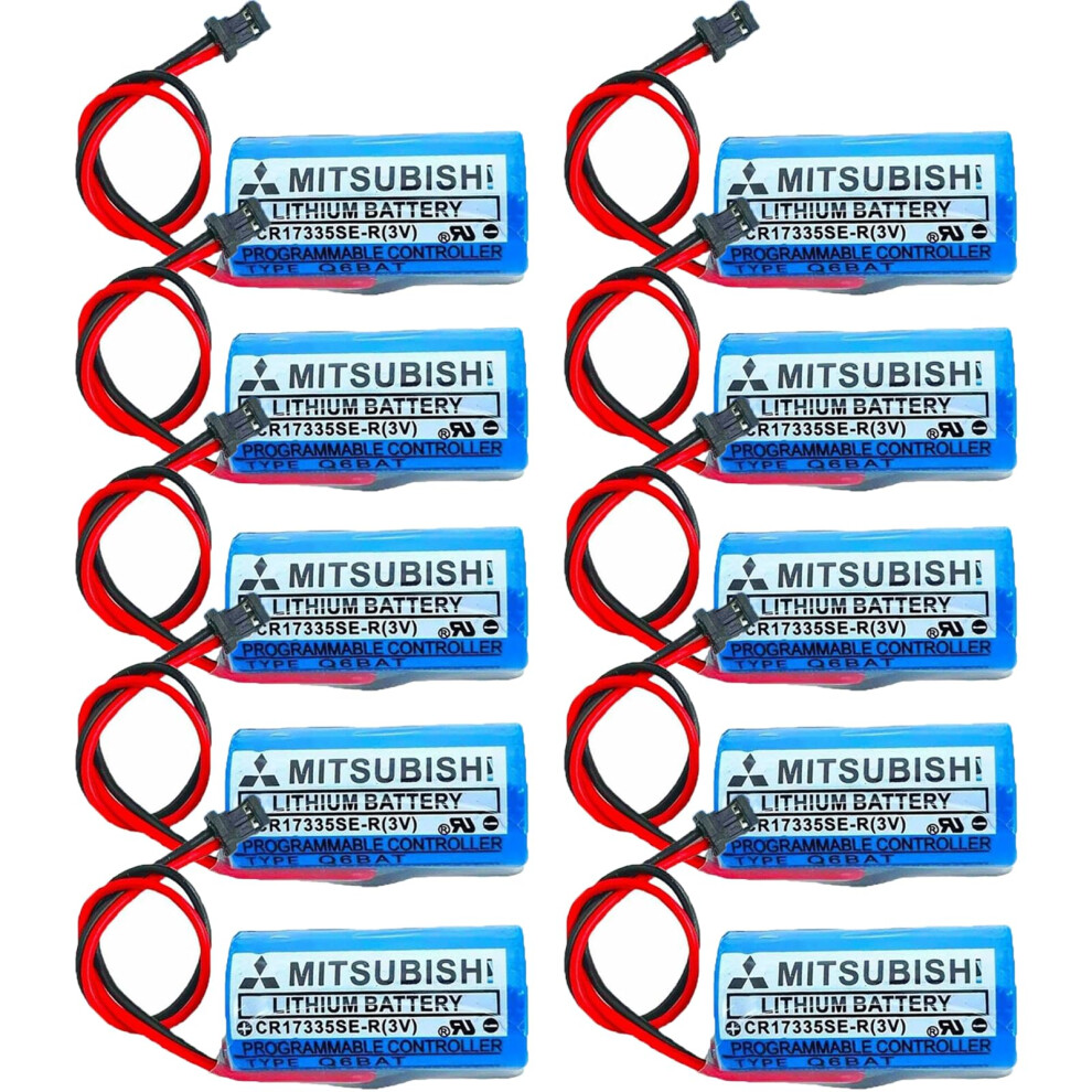 (10Pack) Q6bat Cr17335ser Plc Backup Lithium Battery 3V 1800Mah With Plug For Qns System Black 9330225503590