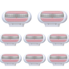 8-pack of Comfort Smooth Shaver Replacement Blades, featuring a three-blade design and rotating head, for an ultra-smooth women's shaver.