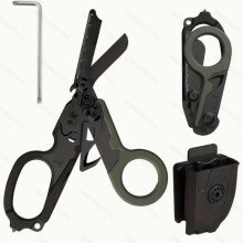 6-in-1 taktische Notfall-Traumaschere mit Kydex-Holster und Schraubenschlüssel, klappbare medizinische Schere, Gurtschneider, Glasbrech