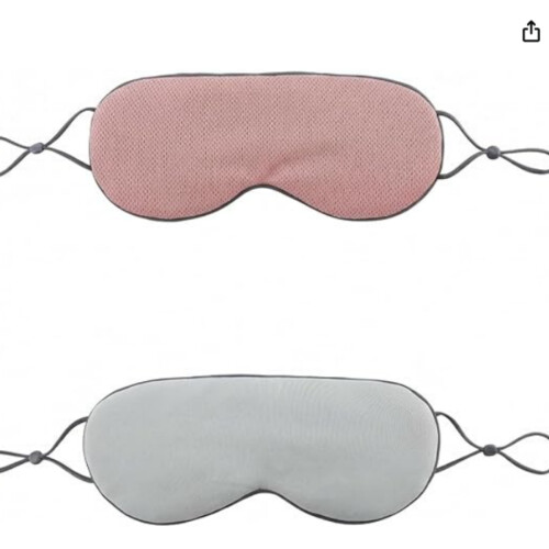 Dual Use Cooling and Warming Eye Mask with Breathable Ear Hook Design Gray Pink 2 Pack