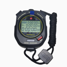 Stopperóra 3x-100m memóriával, fekete - 3 soros LCD, ütés/tempó mód, osztott számláló, lítium elem, 100 m-es kettős osztott memória