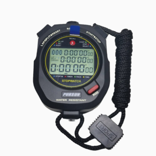 Stopwatch 3x-100m Memory Black - 3-Line LCD, Stroke/Pace Mode, Split Counter, Lithium Battery, 100 Dual Split Memory