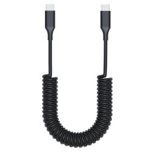 Doppelend-USB-C-Ladekabel mit Federdesign, 60 W,-Schwarz