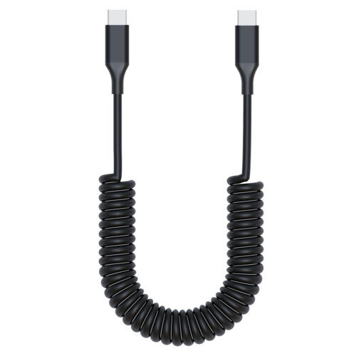 Doppelend-USB-C-Ladekabel mit Federdesign, 60 W,-Schwarz