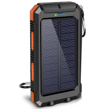10000mAh aurinkoenergialla toimiva vedenpitävä varavirtalähde, ulkokäyttöön tarkoitettu kannettava puhelimen laturi, jossa kaksois-USB