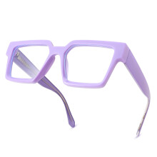 Blue Light Blocking Glasses for Men and Women Vintage Rectangle Computer Eyeglasses Black Frame Purple Tint