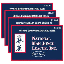 Karty Narodowej Ligi Mahjonga 2025, 4 karty do mahjonga w dużym rozmiarze, oficjalne standardowe układy i zasady