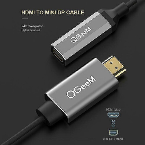 Kabel adaptera QGeeM HDMI Single do Mini DP UHD 4K@30Hz 1
