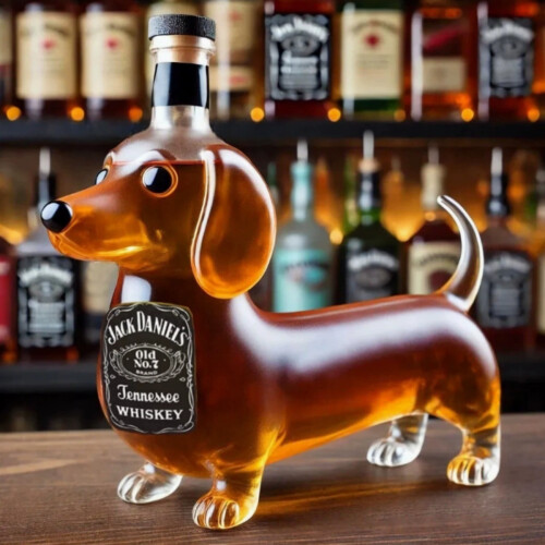Μπουκάλι ουίσκι dachshund, αστείο μπουκάλι ουίσκι dachshund, γυάλινα μπουκάλια κρασι 1