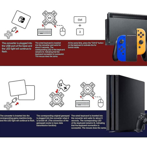 Supports Ns/ Ps5/ Ps4 / Ps3 / X Series ,keyboard & Mouse Adapter 2