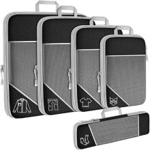 Expandable Compression Packing Cubes Set 5 Pieces, Lightweight SpaceSaving Travel Organizer for Suitcases and Carry On Luggage
