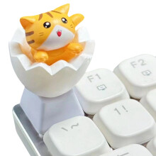 Handgemaakte Eggshell Kitten en Dog Keycap-Geel katje