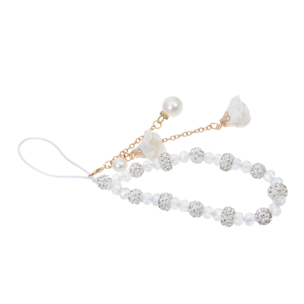 Beaded Flower Phone Wrist Strap With Secure Grip, Cute Short Non Slip Lanyard For Women 9073542168348