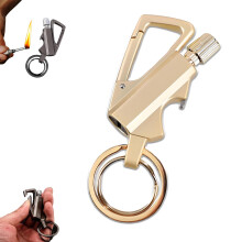 Reusable Waterproof Windproof Permanent Match Lighter Multitool Keychain for Camping Outdoor Gold Set