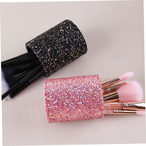 Pink Makeup Brush Holder Dust‑Resistant Multi‑Function Organizer for Vanity Desk 2
