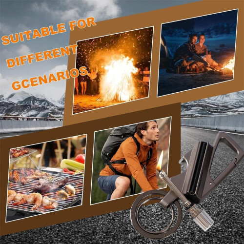 Reusable Waterproof Windproof Permanent Match Lighter Multitool Keychain for Camping Outdoor Gold Set 1
