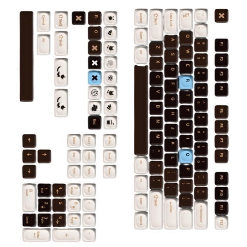 Ergonomische PBT-Tastenkappen, glatte Spiegeloberfläche,