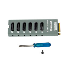 Der M.2-PCIe-Adapter aus Aluminium unterstützt 6 SATA3-Geräte