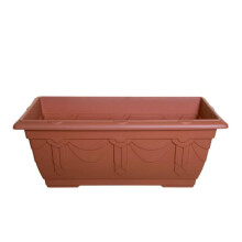 Terracotta 60cm Venetian Plastic Plant Pots with Trays - Large Outdoor Planters