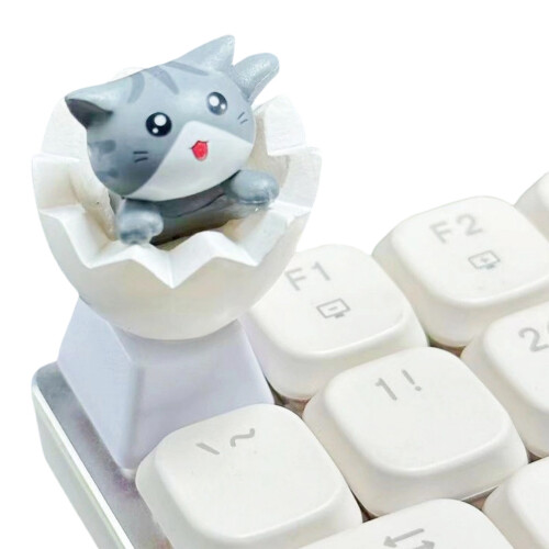 Leuke Cartoon Eggshell Keycap voor mechanische-Grijs katje