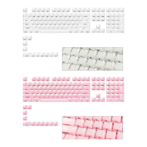 119 Key MAO Profile Jelly Kitten Head Keycap Set Side-White 1