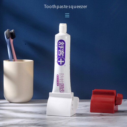 Toothpaste Squeezer, Rolling Tube Squeezer, WasteReducing, Upright Stand, Large/Small Set, White 2