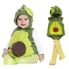 Costum de avocado pentru bebeluși, fete și băieți, 0-18 m, cu glugă, salopetă scurtă, Purim, Halloween, rochie fancy, cu șosete