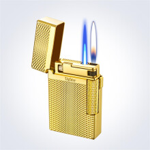 Dual Flame Butane Torch Lighter, Adjustable Windproof Jet and Soft Flame Metal Design, Color C2