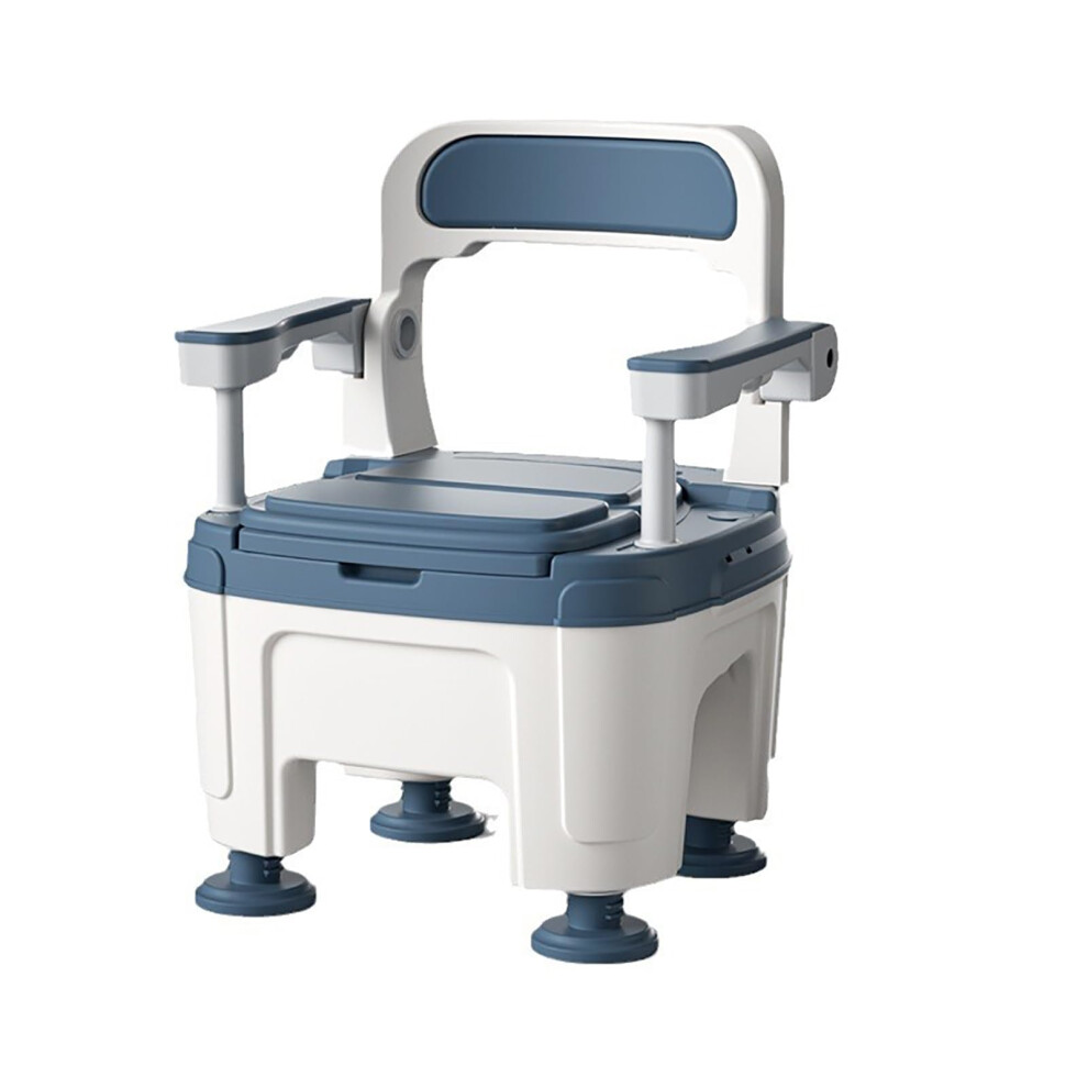 Blue 3In1 Adjustable Bedside Commode Chair For Elderly With Padded Seat, Odor Locking Lid,