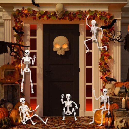 Halloween Skeletons Decorations, Posable Plastic Skeleton, Full Body Skeleton with Movable Joints 2