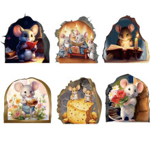 6 STKS Leuke Lichtgevende Muurstickers Schattige Muis Leesboek Kinderkamer Muur Decor Sticker Sticker, Woondecoratie, A