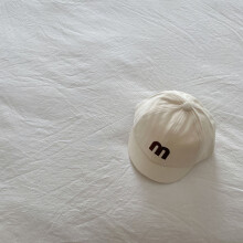 (Beige)Baby Embroidered Cotton Cap With Short Brim And Sunshade For Infants Toddlers
