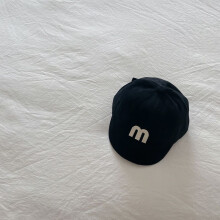 (Black)Baby Embroidered Cotton Cap With Short Brim And Sunshade For Toddlers Infants