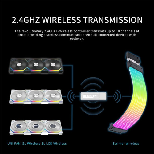 Fan L-Wireless Controller for SL Wireless, TL Wireless & Strimer Wireless with PWM  Cable - White 2