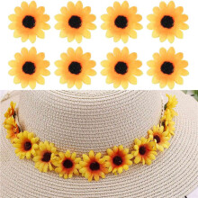 100 Pcs Artificial Sunflower Little Daisy Gerbera Flower Heads for Wedding Party Decor (Yellow&Coffee)