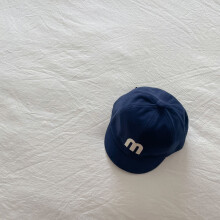 (Dark Blue)Baby Embroidered Cotton Cap With Short Brim And Sunshade For Toddlers Infants