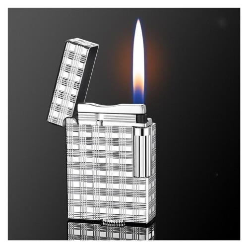 Retro Refillable Butane Lighter Windproof Flip  Metal Torch with Sideslip Quick Ignition for Camping