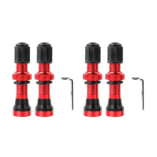 Valvole Un / V Schrader per Bicicletta 4PZ 40mm Capezzolo Anodizzato Lavorato CNC per Cerchi Tubeless per Bici da Strada MTB, Rosso