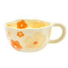 Elegante Bloemenkeramische Mok Koffiekopje met Bloemdecoraties, 250 Ml Lentedrinkgerei voor Woondecoratie, A