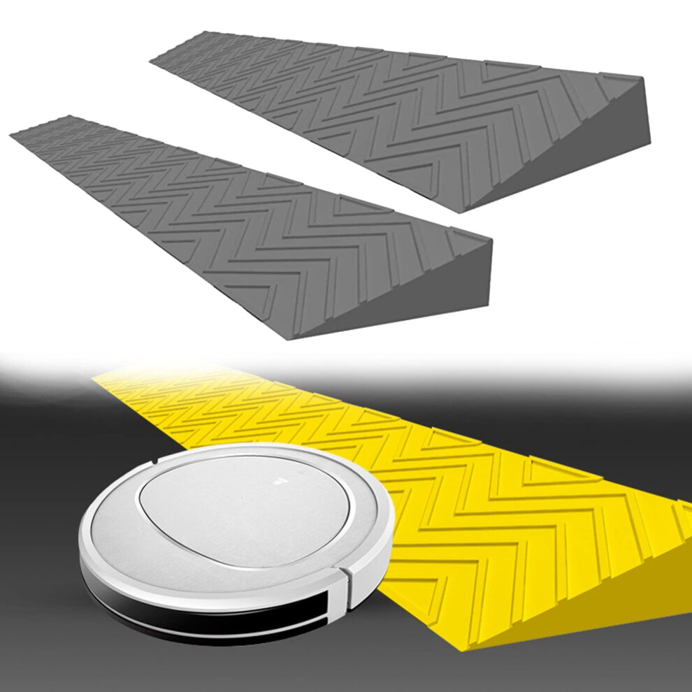 Rubber Threshold Ramp for Wheelchairs and Walkers, Non Slip Cuttable Doorway Ramp for Home Accessibility, Gray 100x10x3.5CM
