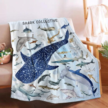 Shark Blanket Soft Flannel Fleece Throw with Fish Shark Pattern for Couch Sofa Travel Teens 60x50in